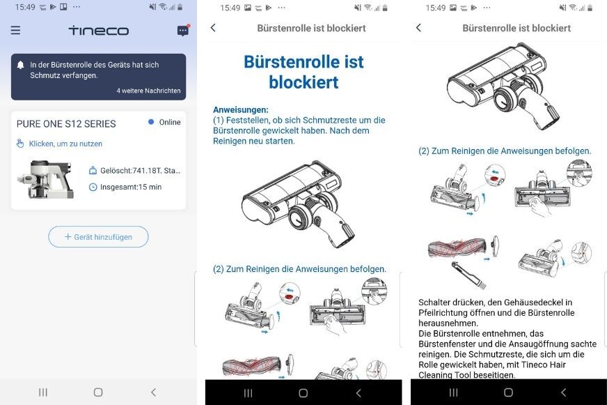 Fehlermeldung: Bürste blockiert